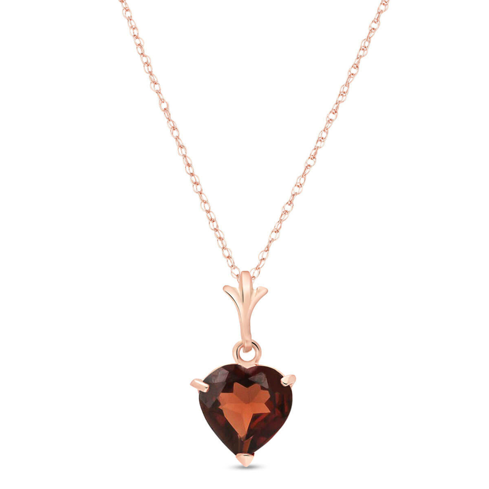 14K. SOLID GOLD NECKLACE WITH NATURAL GARNET (Rose Gold)